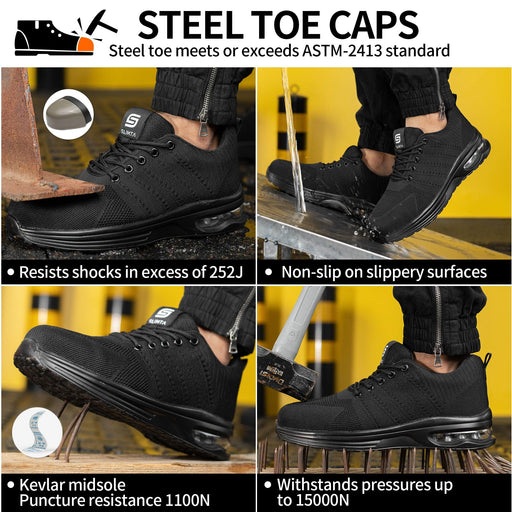 Left-side view of SLIMTA 333 safety shoes highlighting the lightweight construction and wide-fit design.