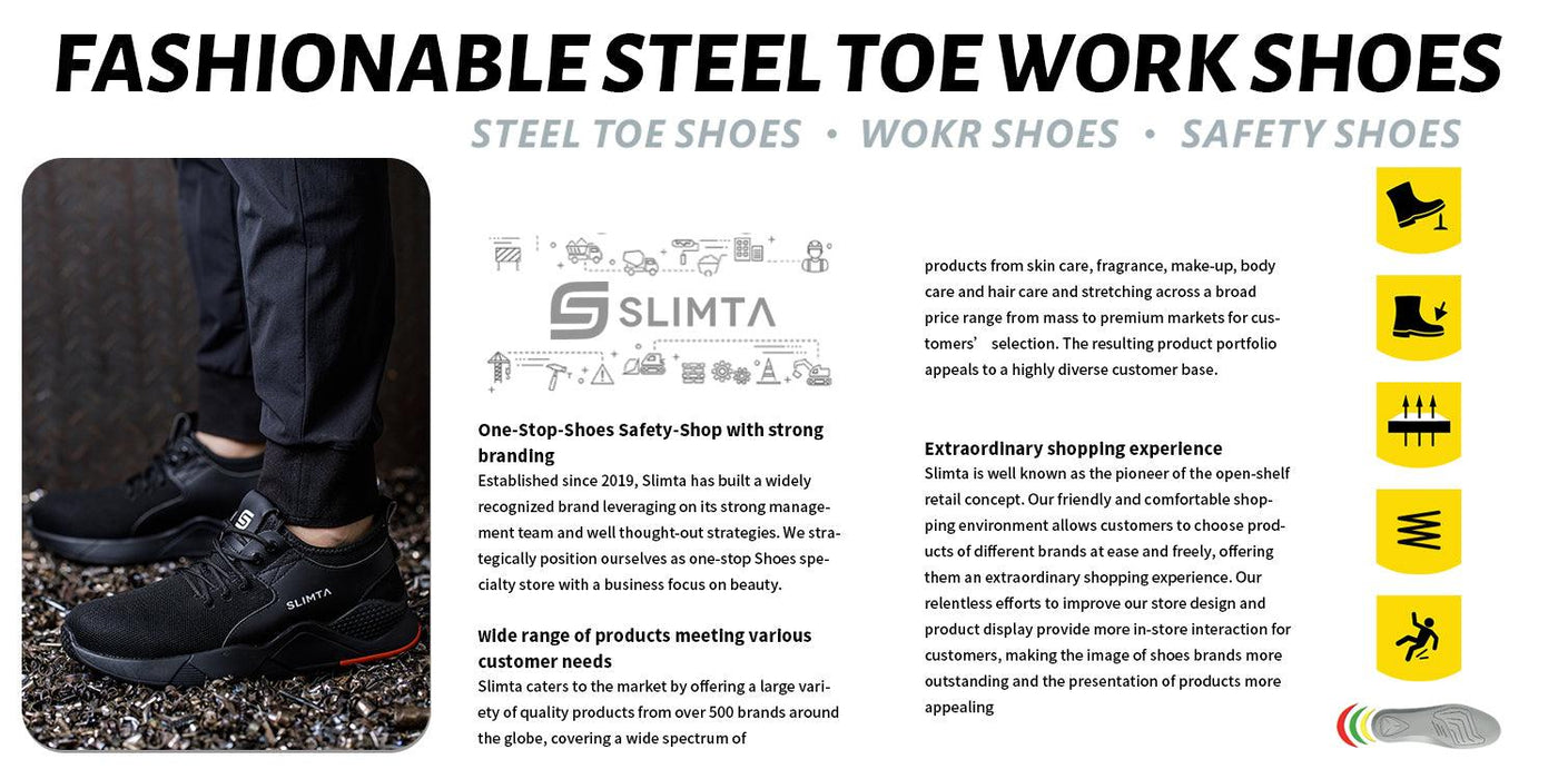 Breathable and anti-slip SLIMTA 666 safety shoes available across UAE, including Dubai, Sharjah, Ajman, Abu Dhabi, and Fujairah, for industrial and construction workers