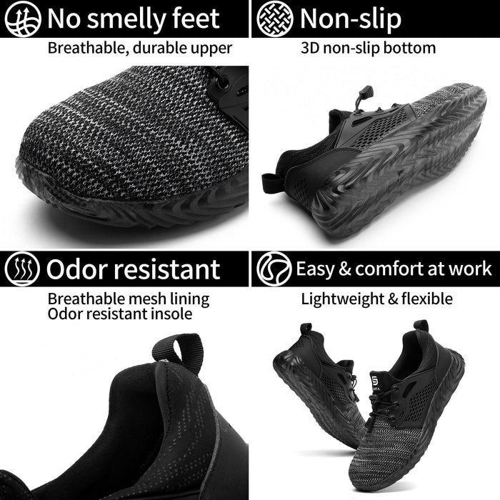 Right-side view of SLIMTA Grey 223 safety shoes showing the anti-slip sole and lightweight structure