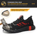 Front view of SLIMTA Model 2092 red safety shoes with lightweight steel toe