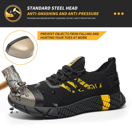 Yellow SLIMTA 2092 safety shoes offering wide fit, comfort, and protection